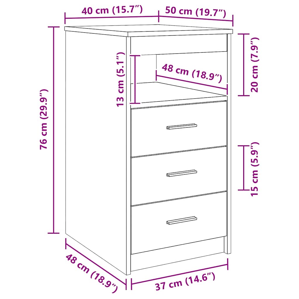 Schubladenschrank Altholz-Optik 40x50x76 cm Holzwerkstoff