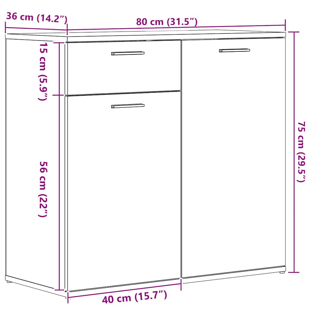Sideboard Artisan-Eiche 80x36x75 cm Holzwerkstoff