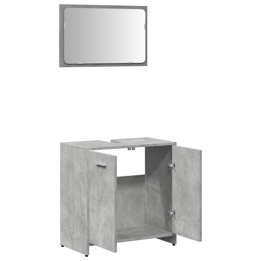 Badschrank mit Spiegel Betongrau Holzwerkstoff