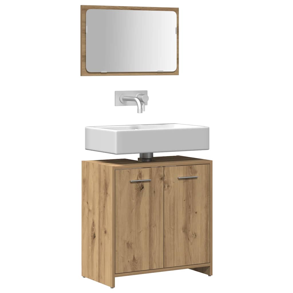 Badschrank mit Spiegel Artisan-Eiche Holzwerkstoff