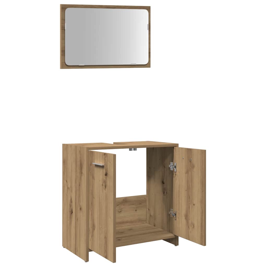Badschrank mit Spiegel Artisan-Eiche Holzwerkstoff