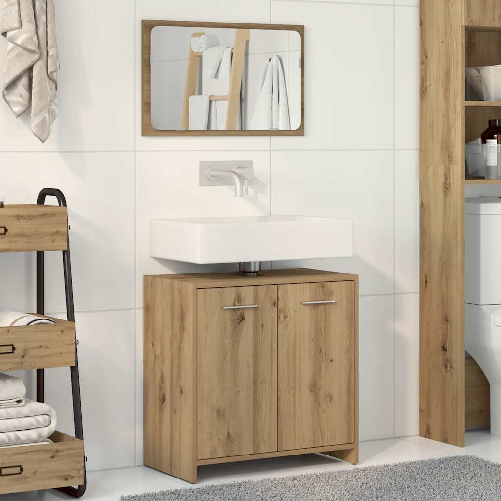 Badschrank mit Spiegel Artisan-Eiche Holzwerkstoff