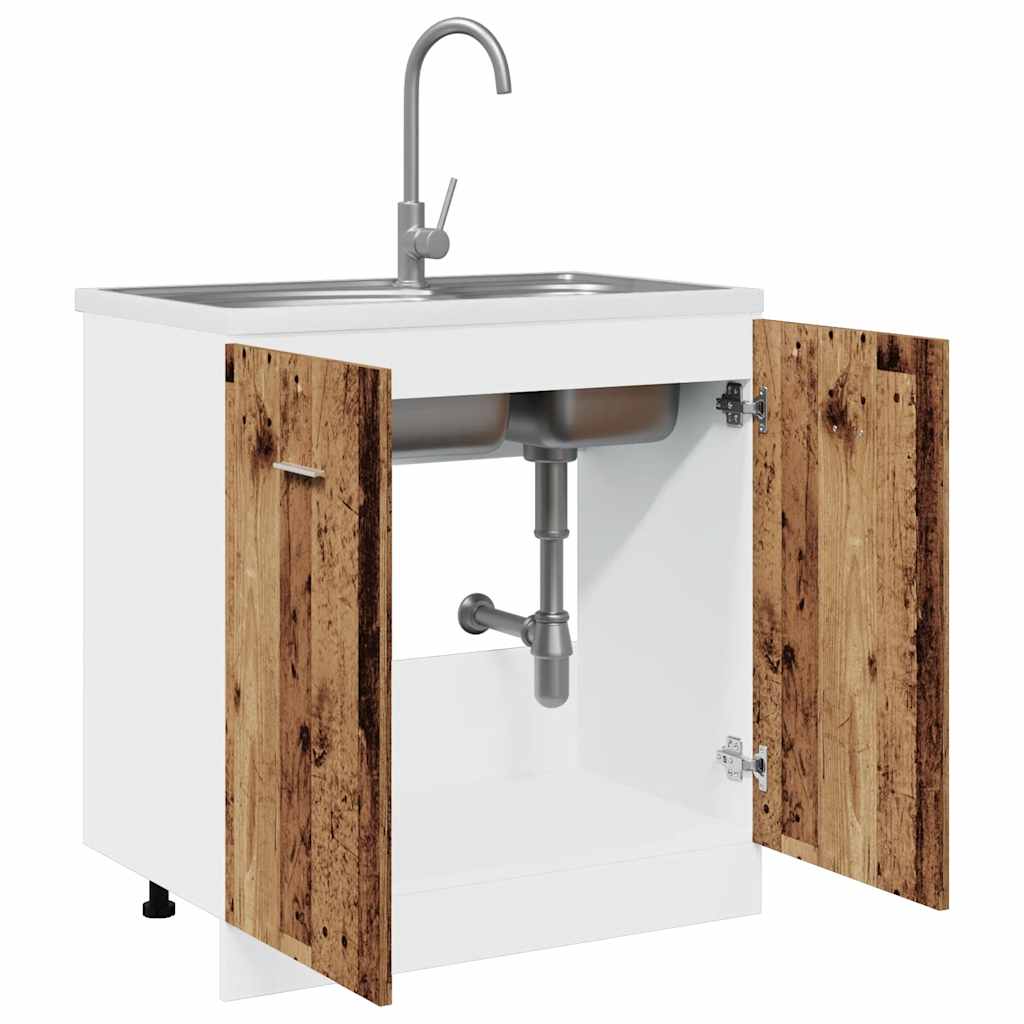 Spülenunterschrank Lyon Altholz-Optik 80x46x81,5 cm Holzwerkstoff