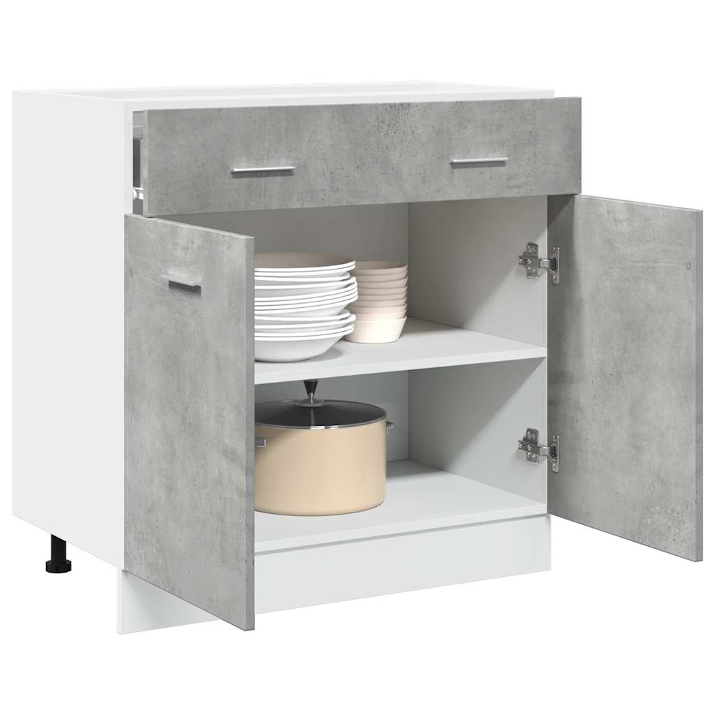 Schubunterschrank Lyon Betongrau 80x46x81,5 cm Holzwerkstoff