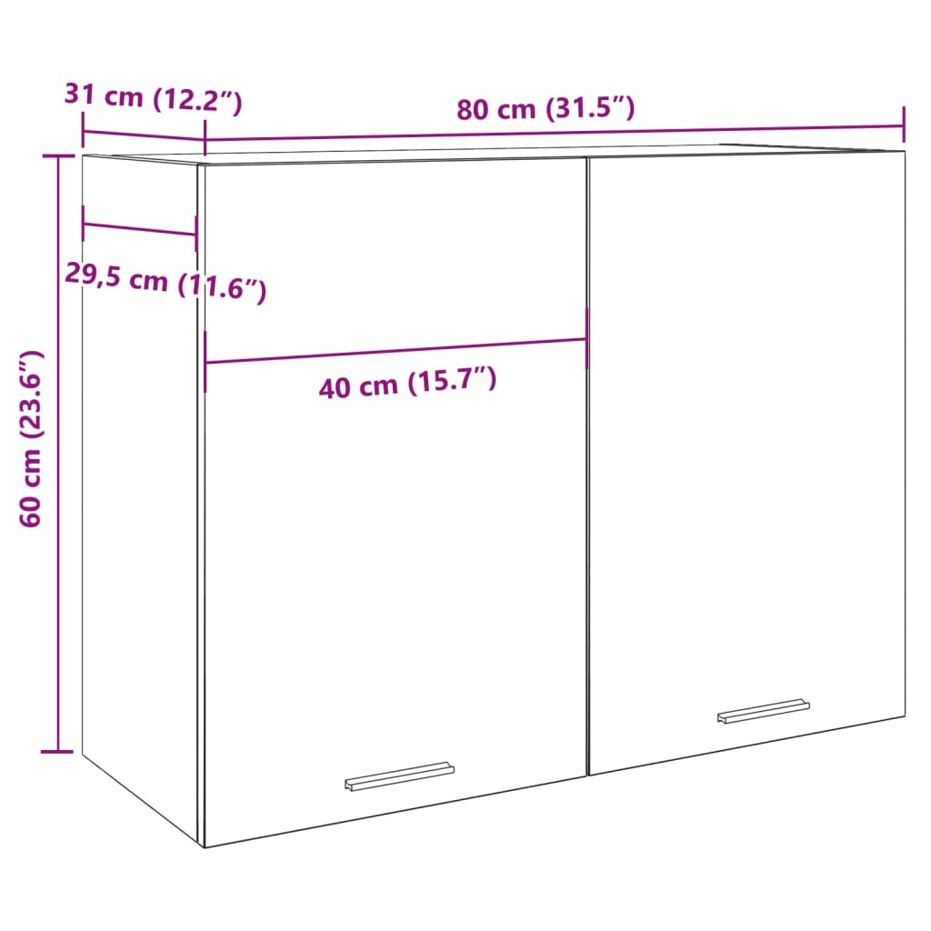 Hängeschrank Lyon Artisan-Eiche 80x31x60 cm Holzwerkstoff