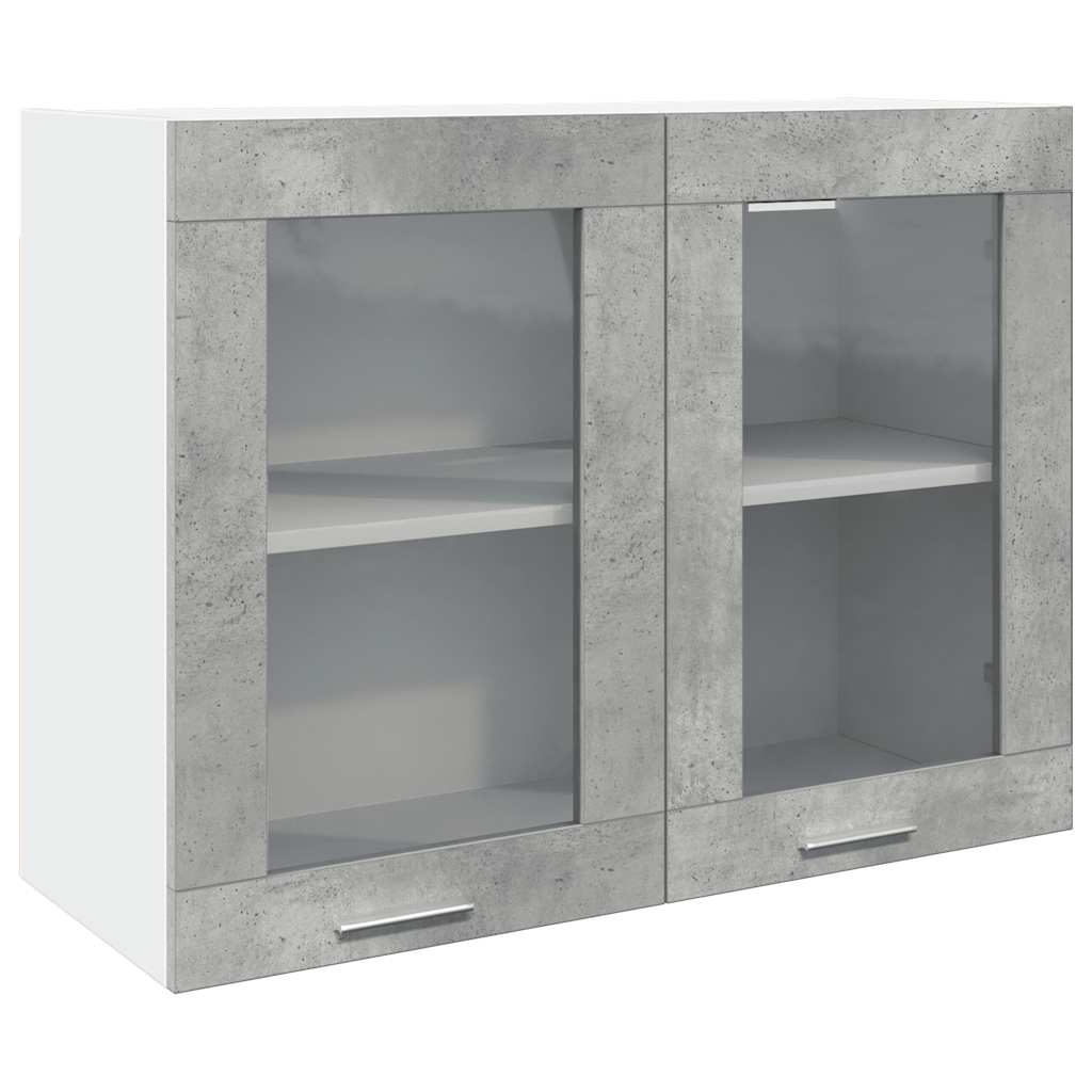 Hängeglasschrank Lyon Betongrau 80x31x60 cm