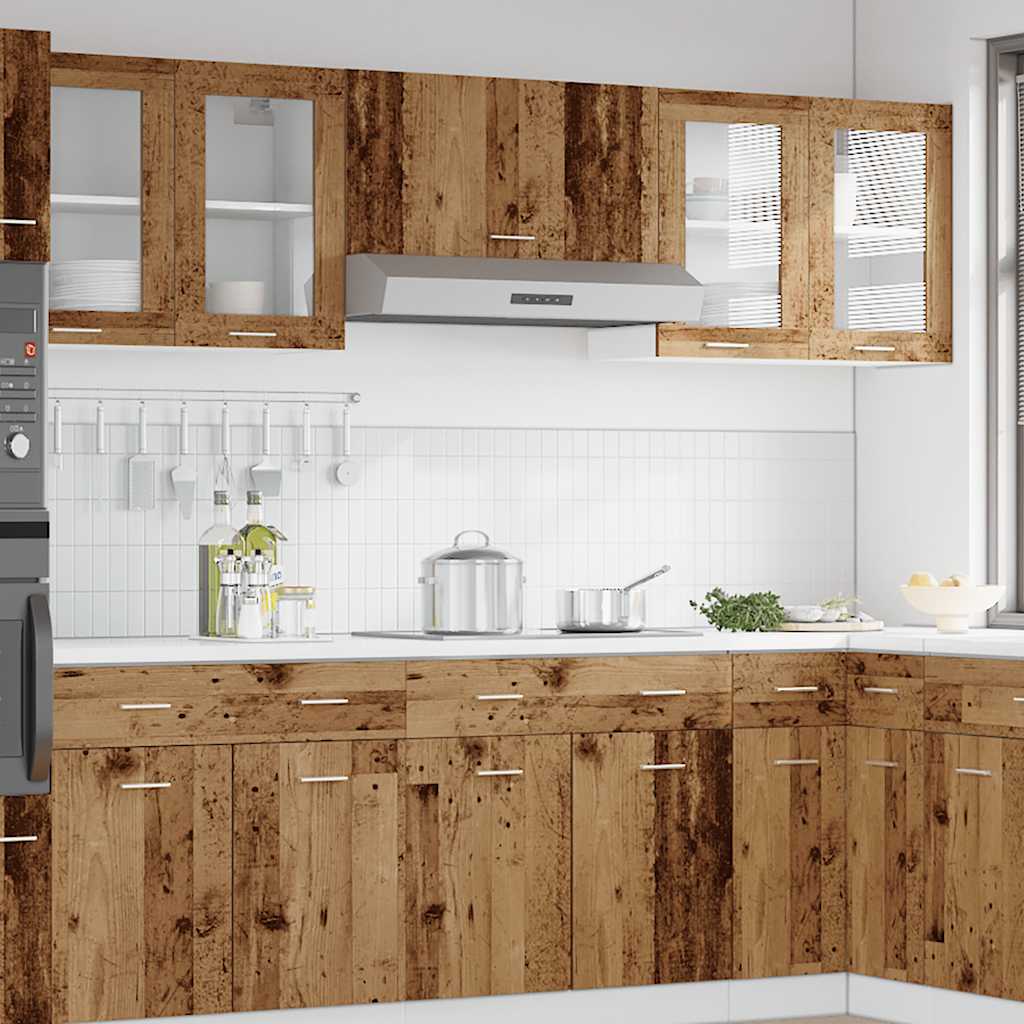 Hängeglasschrank Lyon Altholz-Optik 80x31x60 cm Holzwerkstoff