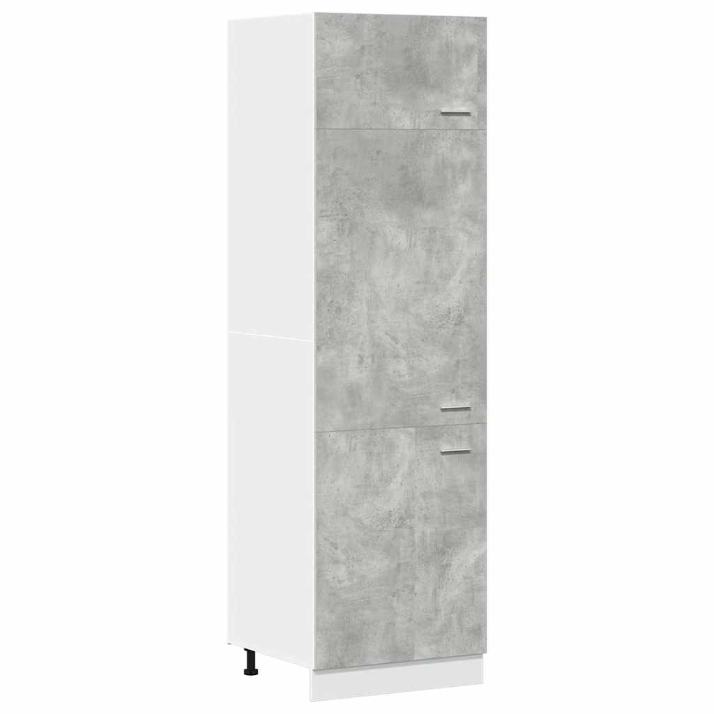 Kühlumbauschrank Lyon Betongrau 60x57x207 cm Holzwerkstoff
