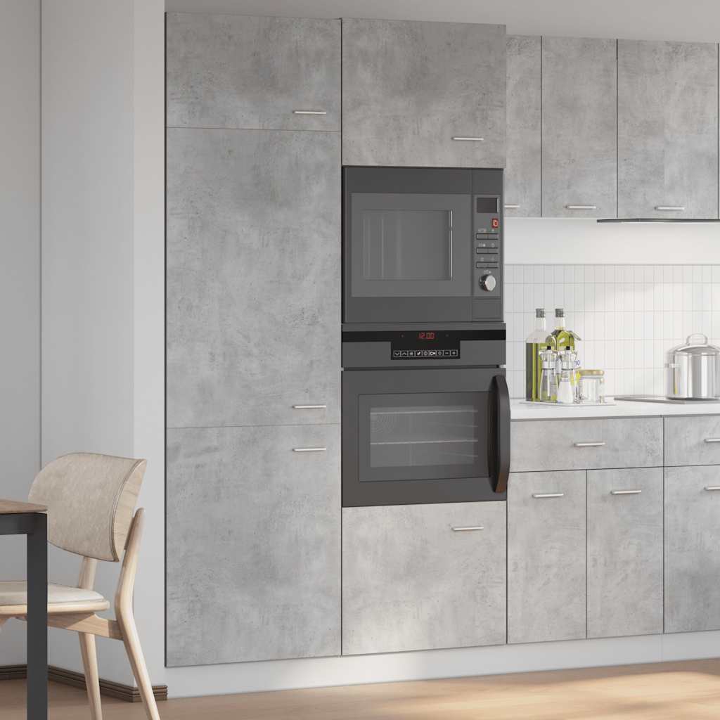 Kühlumbauschrank Lyon Betongrau 60x57x207 cm Holzwerkstoff