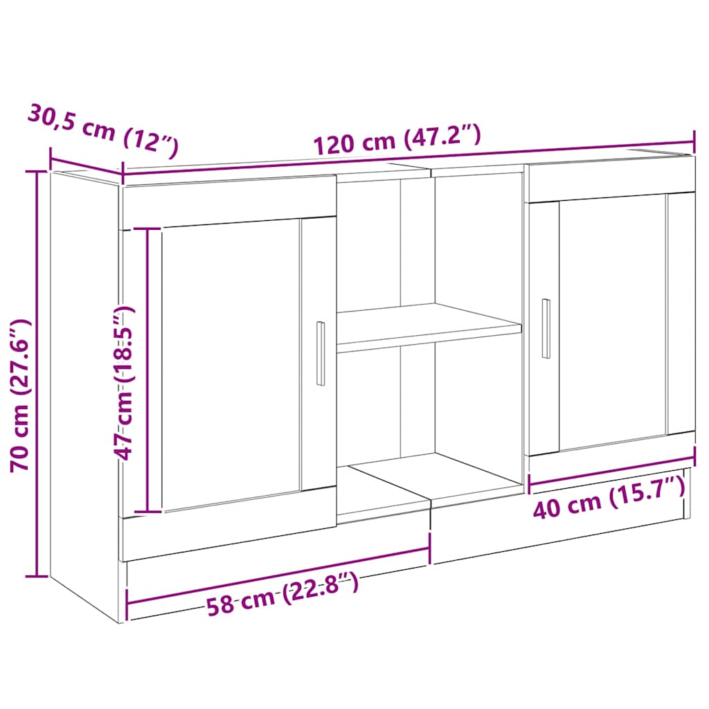 Sideboard Artisan-Eiche 120x30,5x70 cm Holzwerkstoff