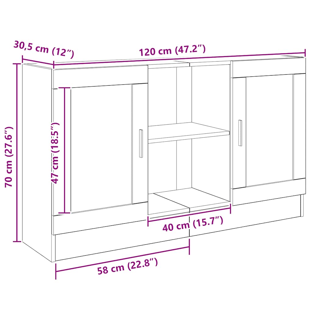 Sideboard Artisan-Eiche 120x30,5x70 cm Holzwerkstoff