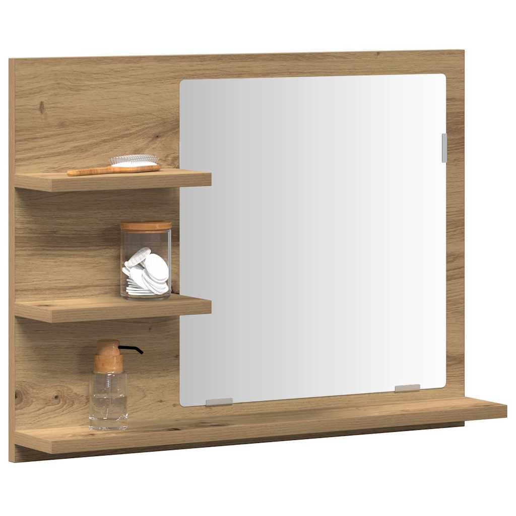 Badspiegel mit Ablagen Artisan-Eiche 60x10,5x45 cm