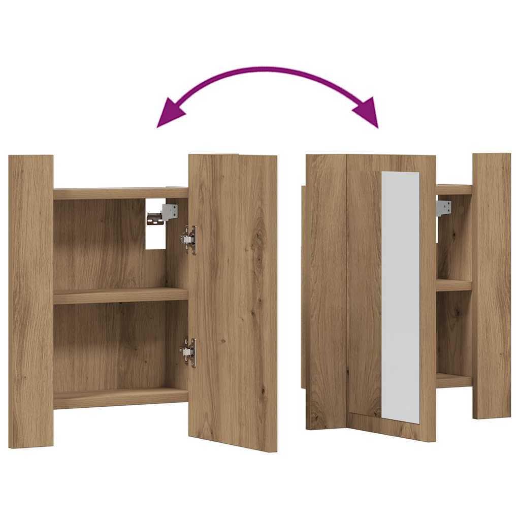 LED-Spiegelschrank Artisan-Eiche 40x12x45 cm Holzwerkstoff