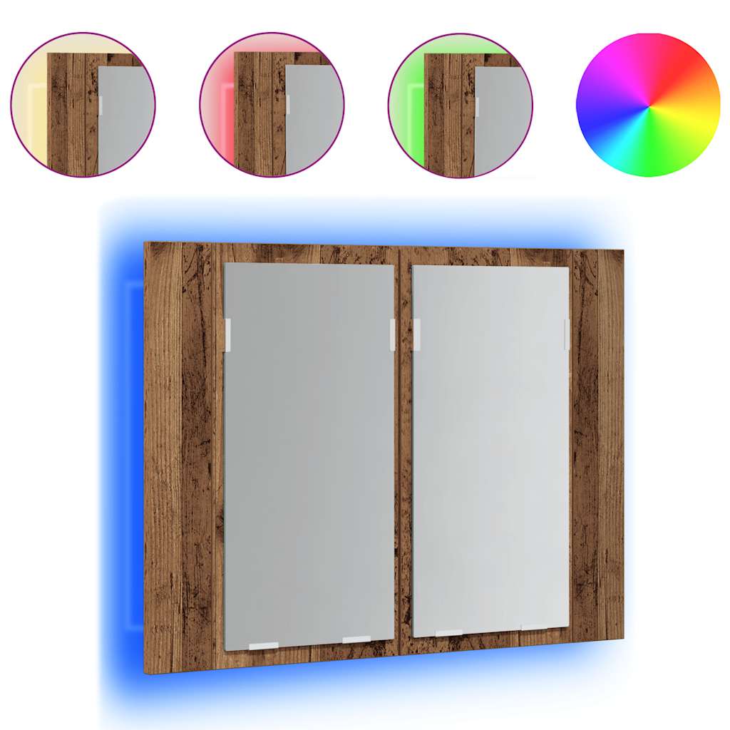 LED-Spiegelschrank Altholz-Optik 60x12x45 cm Holzwerkstoff