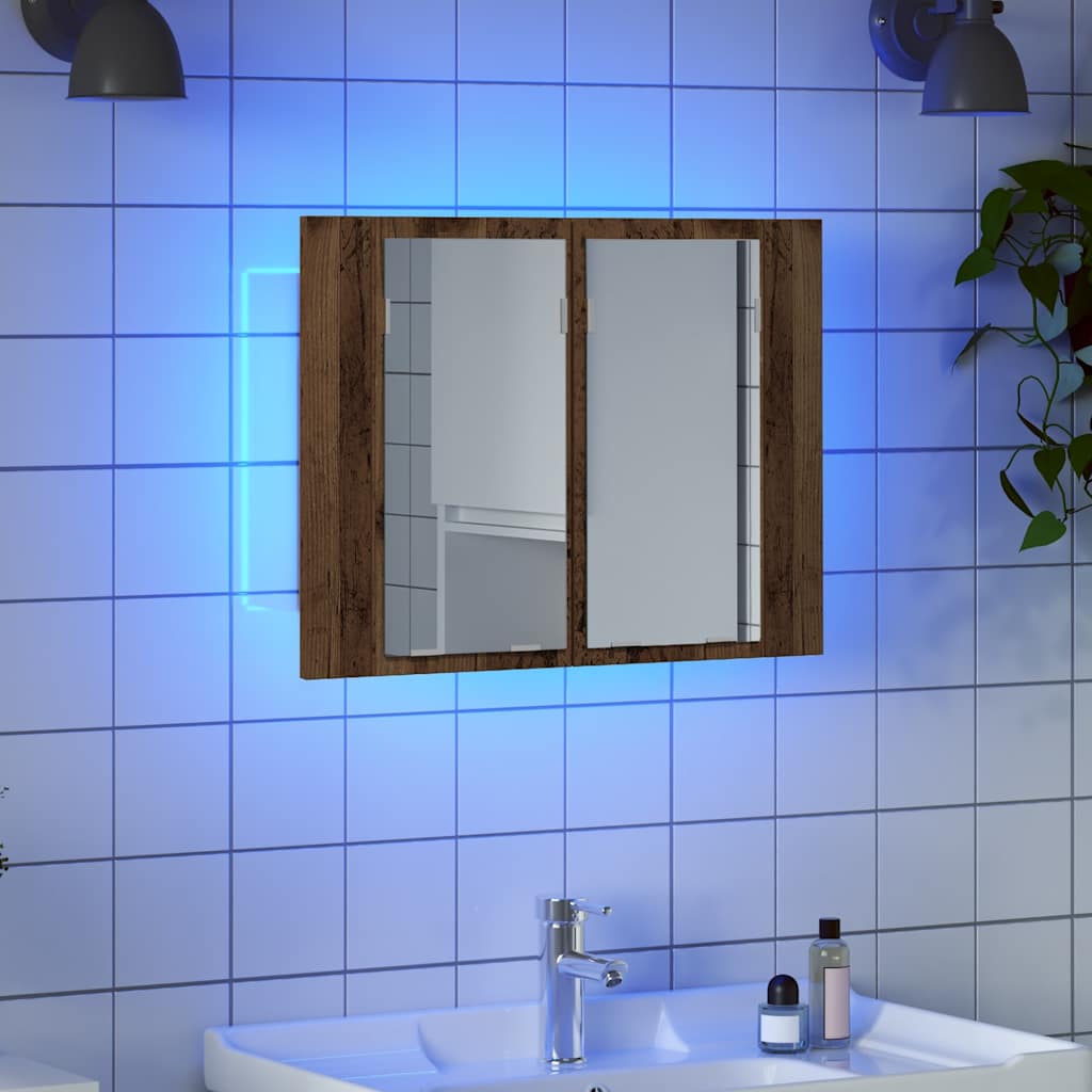 LED-Spiegelschrank Altholz-Optik 60x12x45 cm Holzwerkstoff