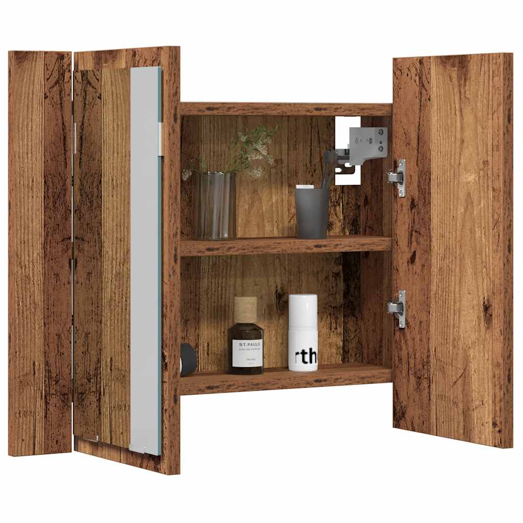 LED-Spiegelschrank Altholz-Optik 60x12x45 cm Holzwerkstoff
