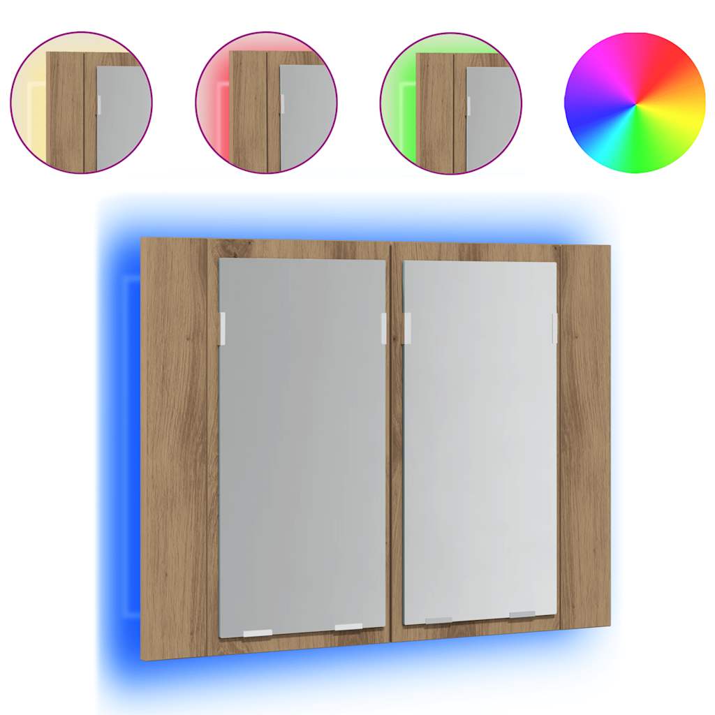 LED-Spiegelschrank Artisan-Eiche 60x12x45 cm Holzwerkstoff