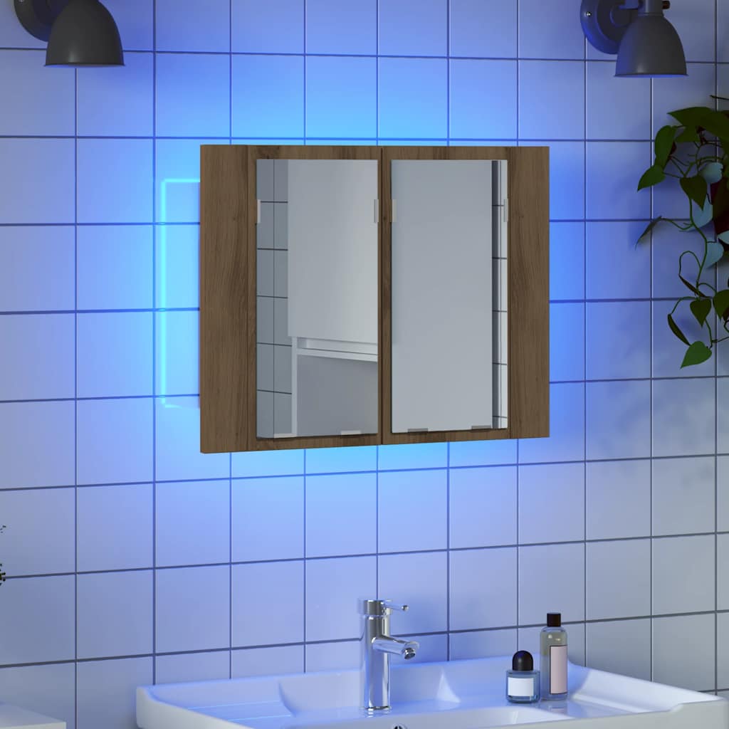 LED-Spiegelschrank Artisan-Eiche 60x12x45 cm Holzwerkstoff