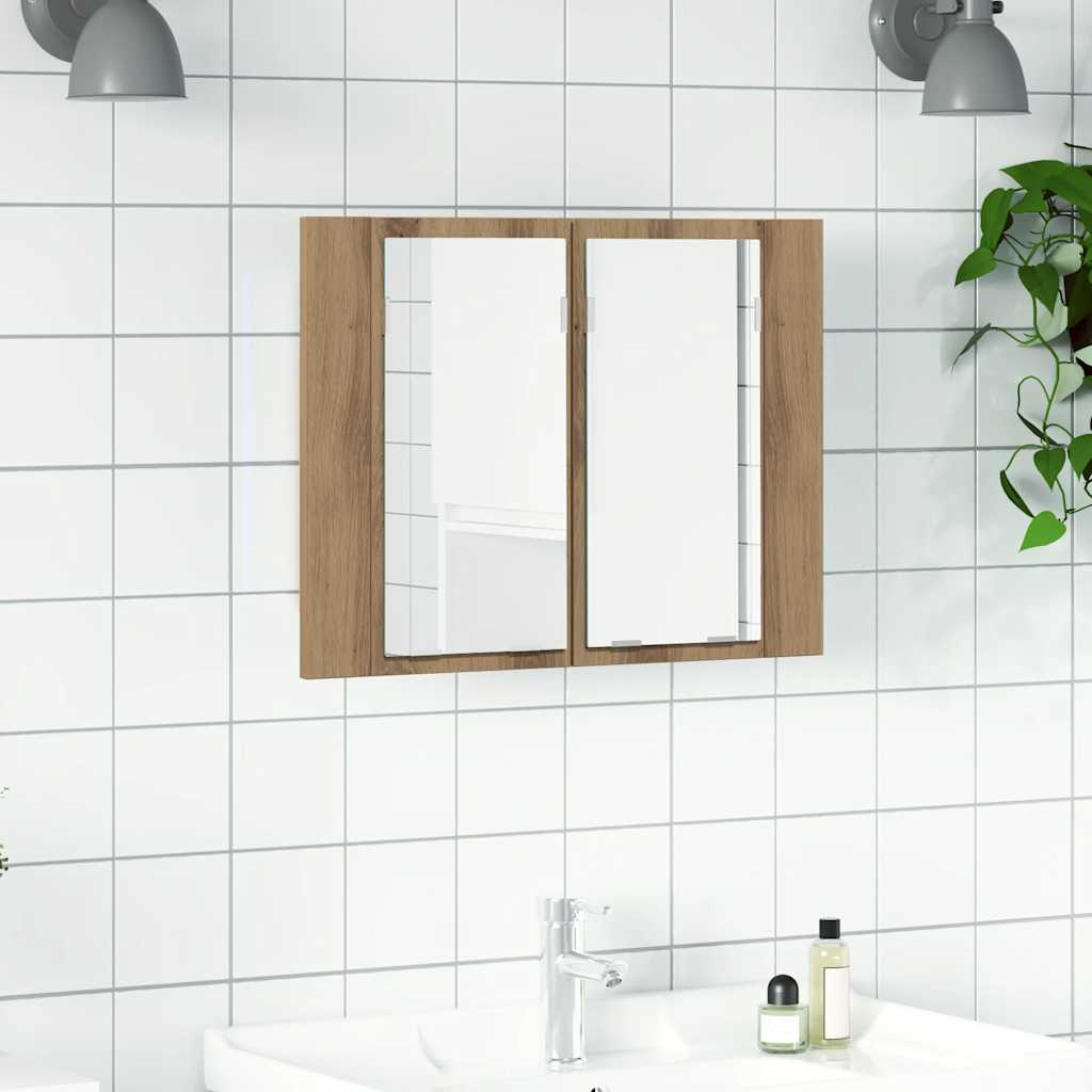 LED-Spiegelschrank Artisan-Eiche 60x12x45 cm Holzwerkstoff