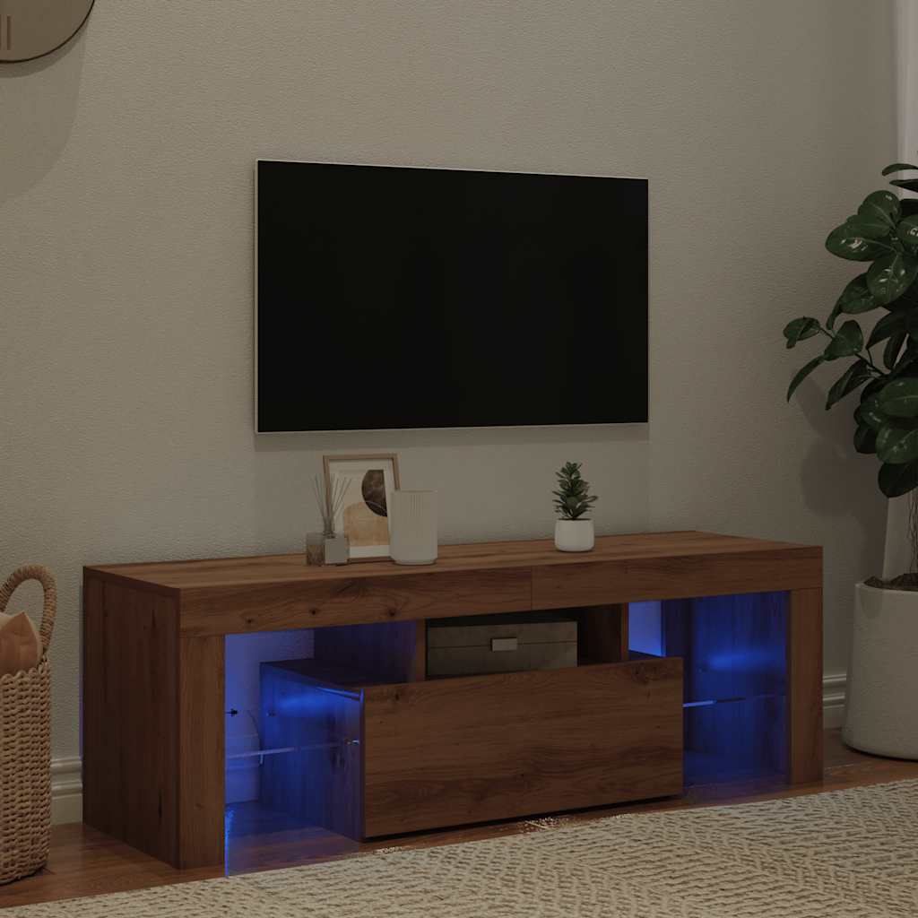TV-Schrank mit LED Artisan-Eiche 120x36,5x40 cm Holzwerkstoff