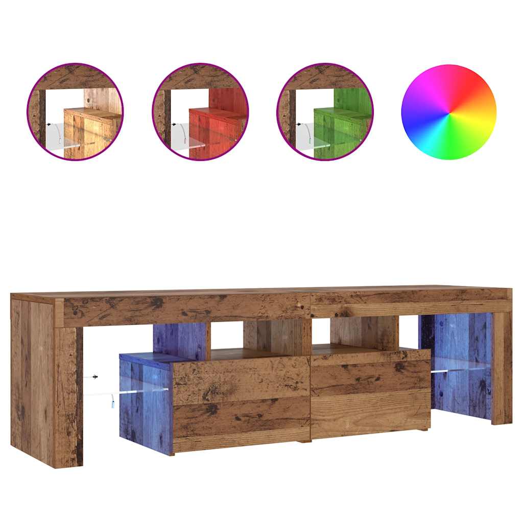 TV-Schrank mit LED Altholz-Optik 140x36,5x40 cm Holzwerkstoff