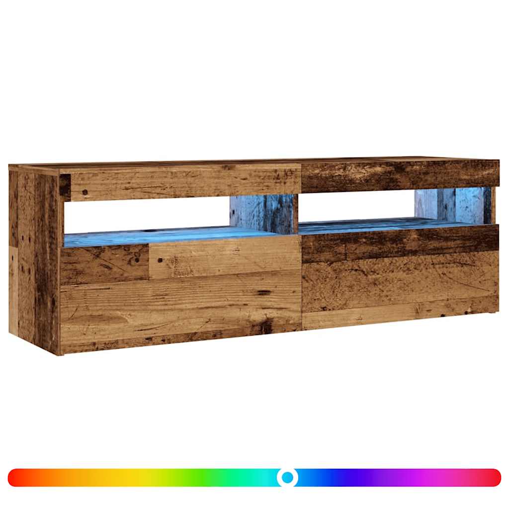 TV-Schrank mit LED Altholz-Optik 120x35x40 cm Holzwerkstoff