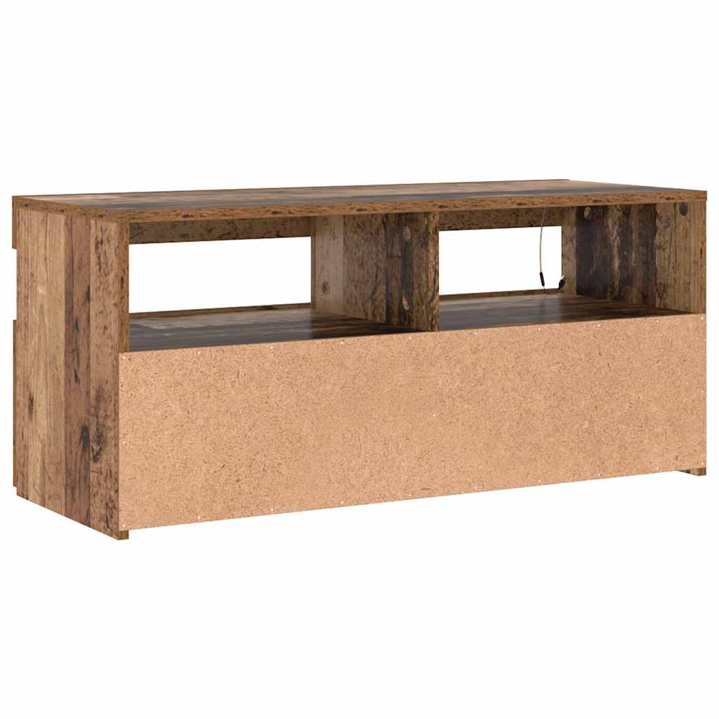 TV-Schrank mit LED-Leuchten Altholz-Optik 90x35x40 cm
