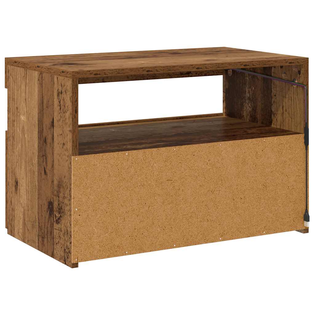 TV-Schrank mit LED-Leuchten Altholz-Optik 60x35x40 cm