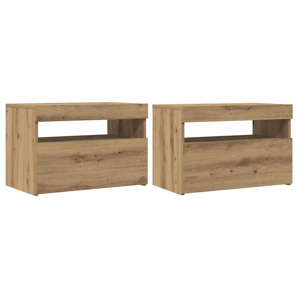 TV-Schränke mit LED-Leuchten 2 Stk. Artisan-Eiche Holzwerkstoff