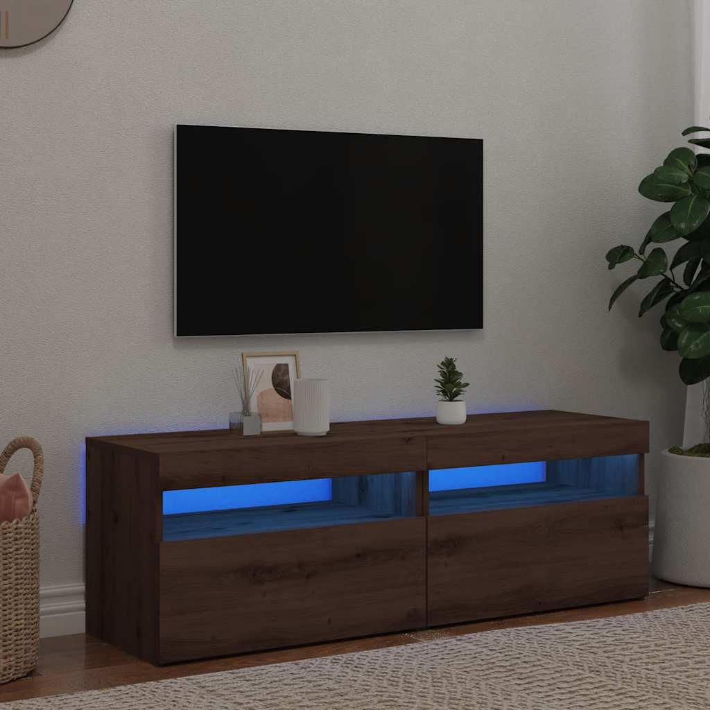 TV-Schränke mit LED-Leuchten 2 Stk. Artisan-Eiche Holzwerkstoff