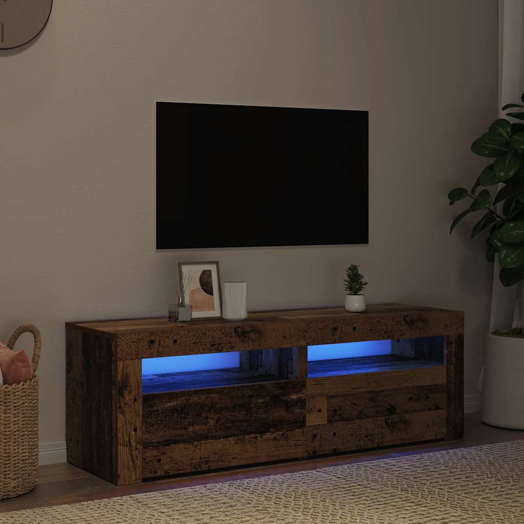 TV-Schrank mit LED Altholz-Optik 120x35x40 cm Holzwerkstoff