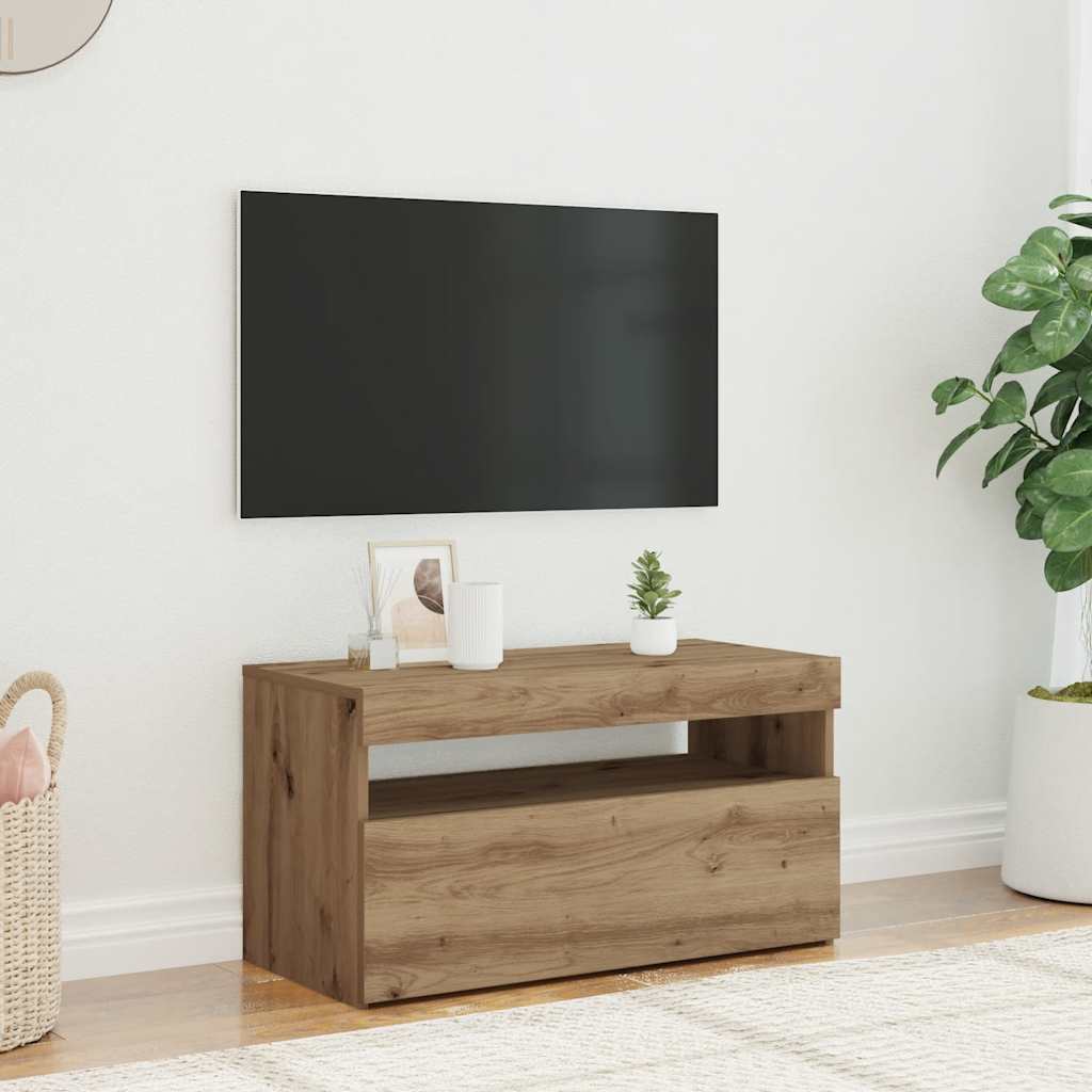 TV-Schrank mit LED-Leuchten Artisan-Eiche 75x35x40 cm