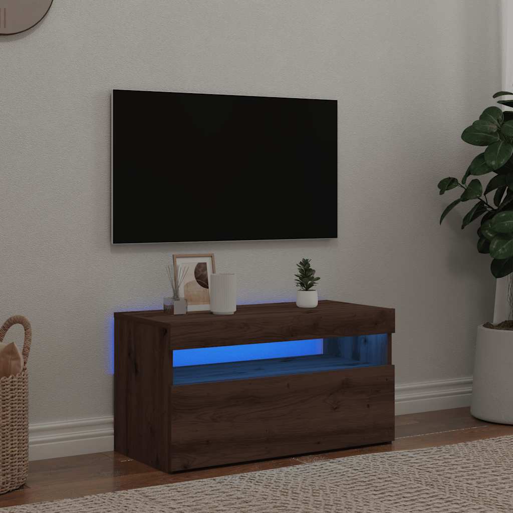 TV-Schrank mit LED-Leuchten Artisan-Eiche 75x35x40 cm