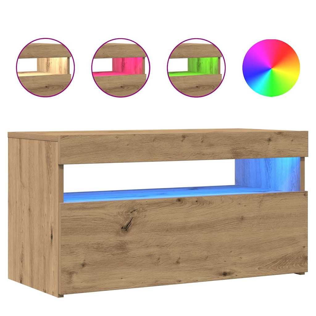 TV-Schränke mit LED-Leuchten 2 Stk. Artisan-Eiche Holzwerkstoff