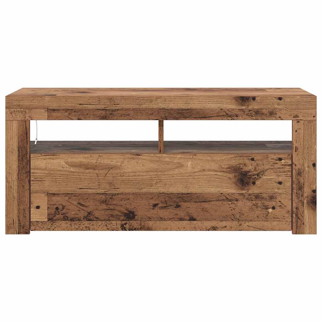 TV-Schrank mit LED-Leuchten Altholz-Optik 90x35x40 cm