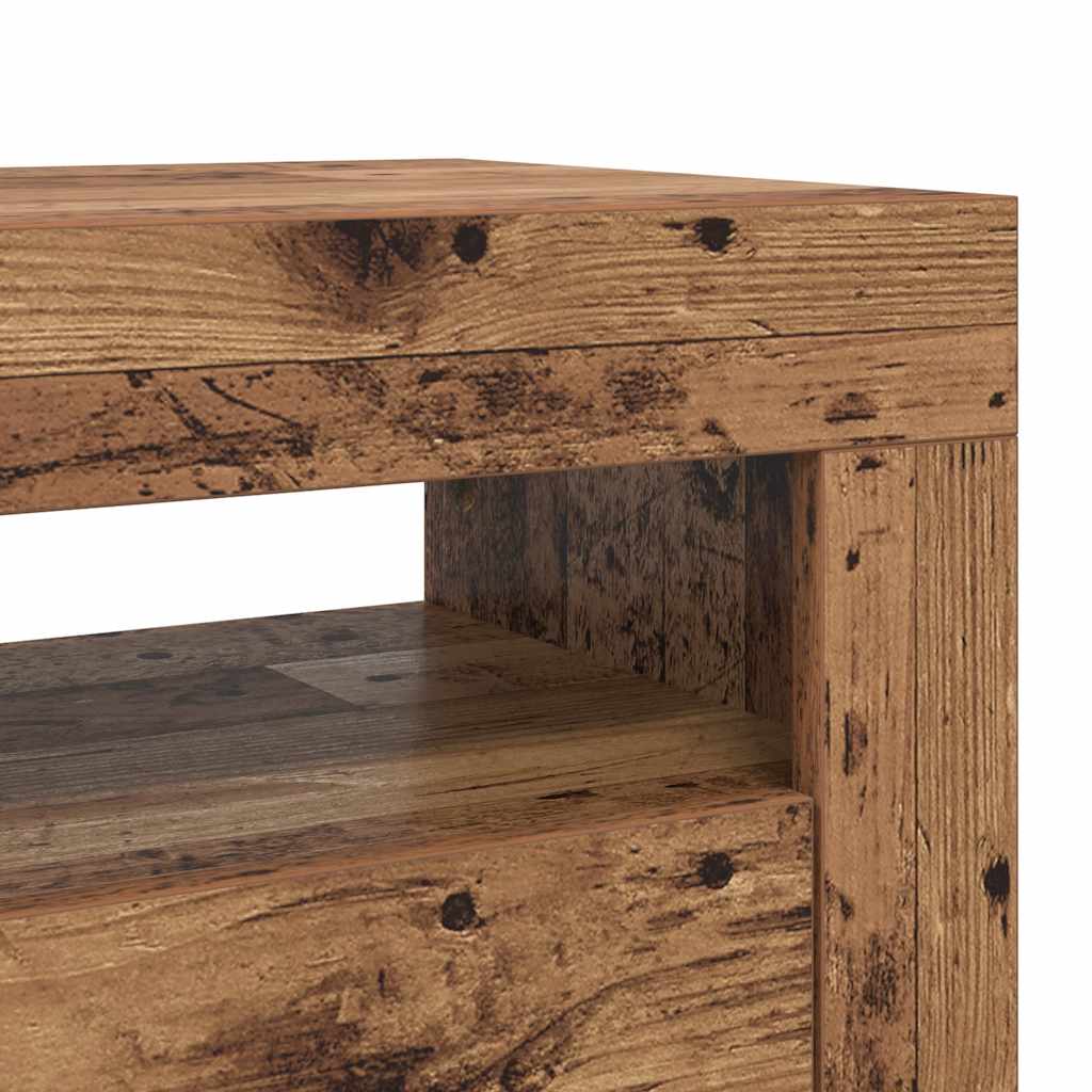 TV-Schrank mit LED-Leuchten Altholz-Optik 90x35x40 cm