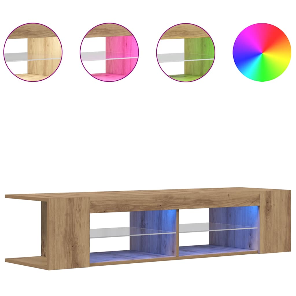 TV-Schrank mit LED-Leuchten Artisan-Eiche 90x39x30 cm