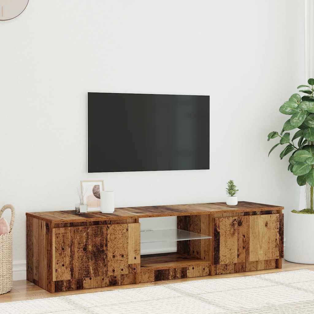 TV-Schrank mit LED-Leuchten Altholz-Optik 140x40x36 cm