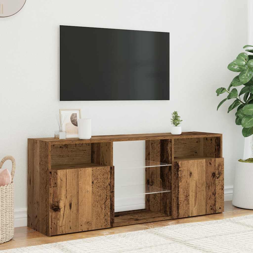 TV-Schrank mit LED-Leuchten Altholz-Optik 120x30x50 cm