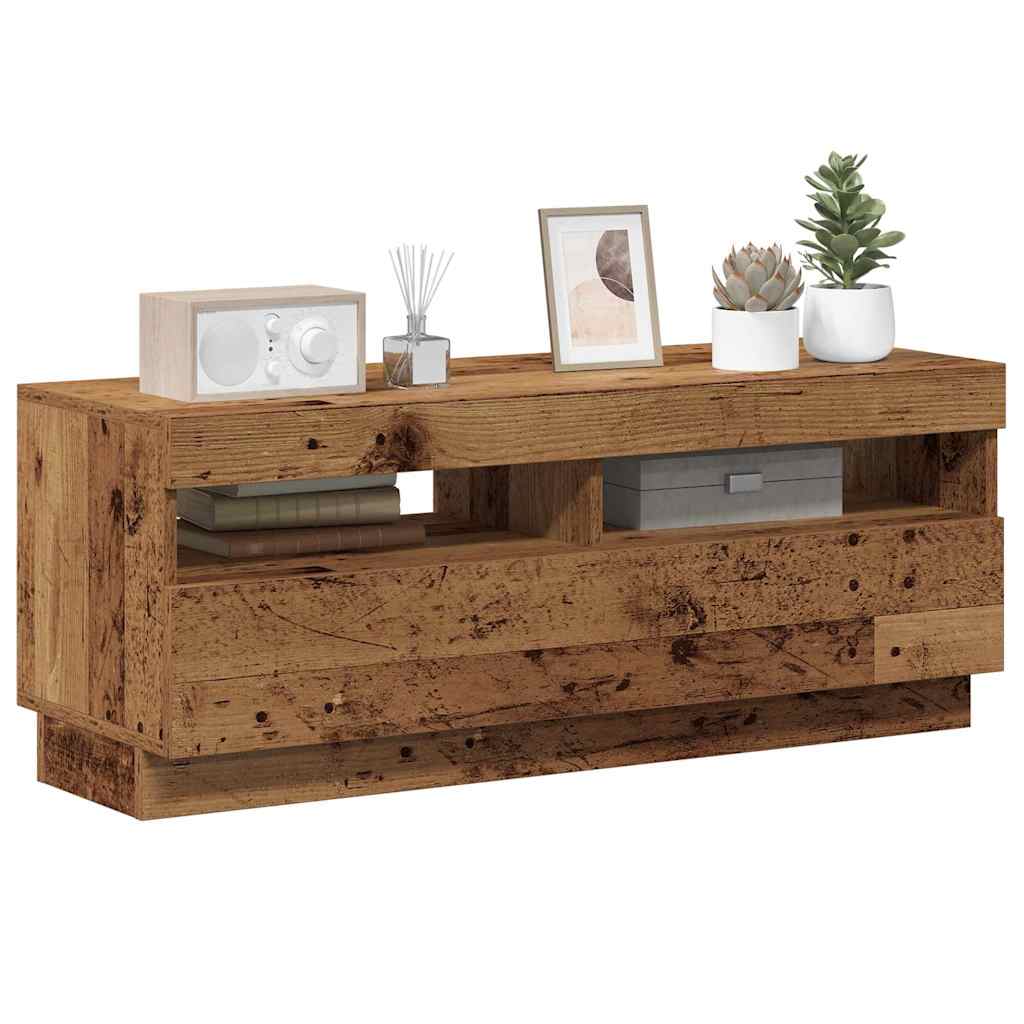 TV-Schrank mit LED-Leuchten Altholz-Optik 100x35x40 cm