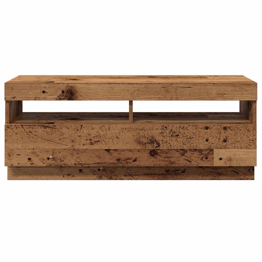 TV-Schrank mit LED-Leuchten Altholz-Optik 100x35x40 cm