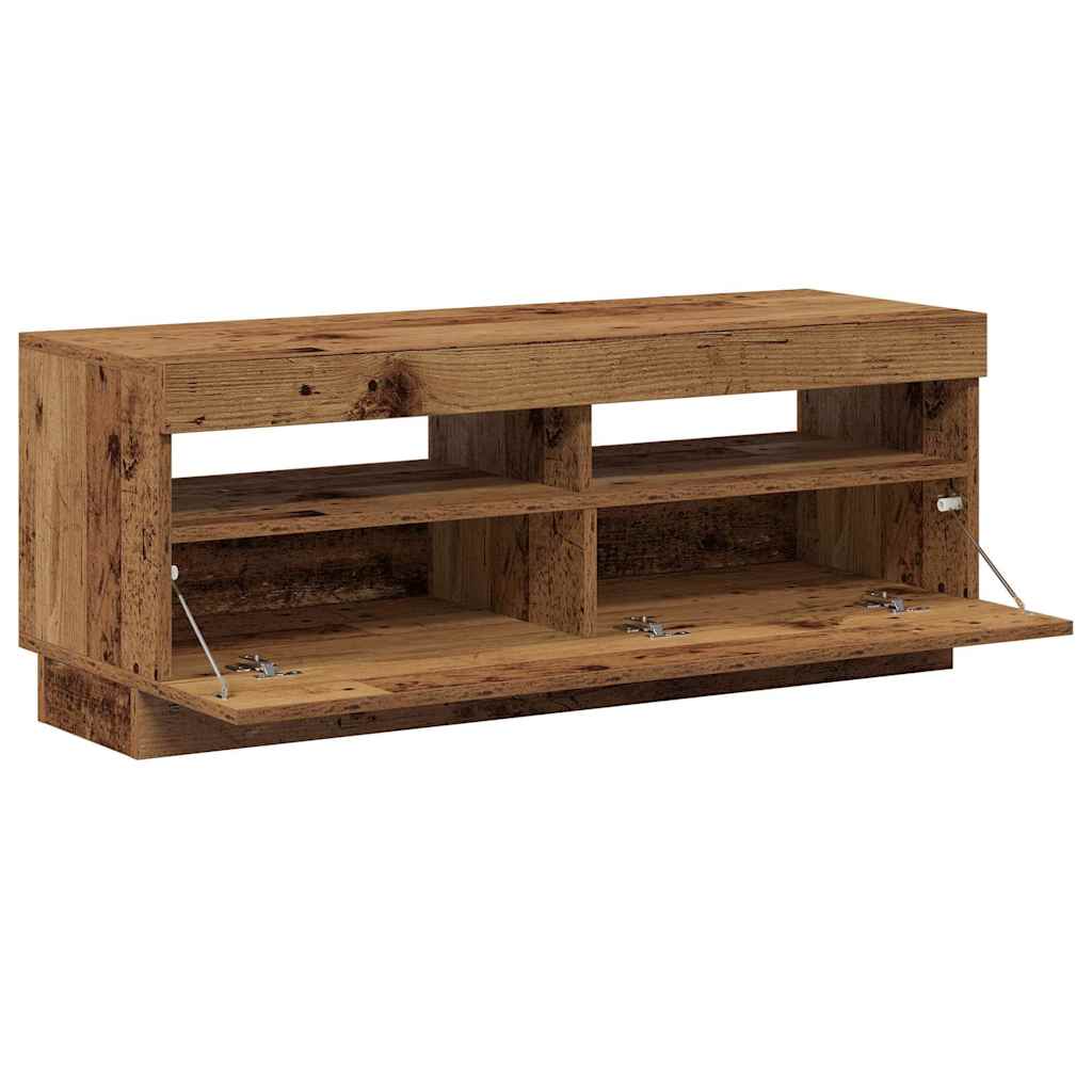 TV-Schrank mit LED-Leuchten Altholz-Optik 100x35x40 cm