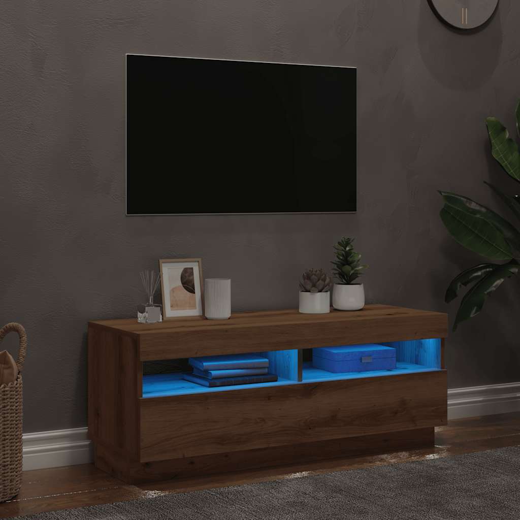 TV-Schrank mit LED-Leuchten Artisan-Eiche 100x35x40 cm