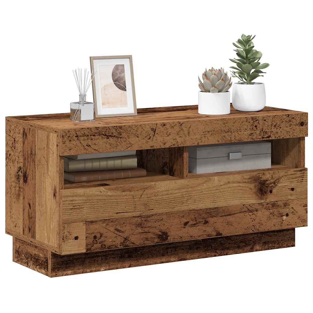 TV-Schrank mit LED-Leuchten Altholz-Optik 80x35x40 cm
