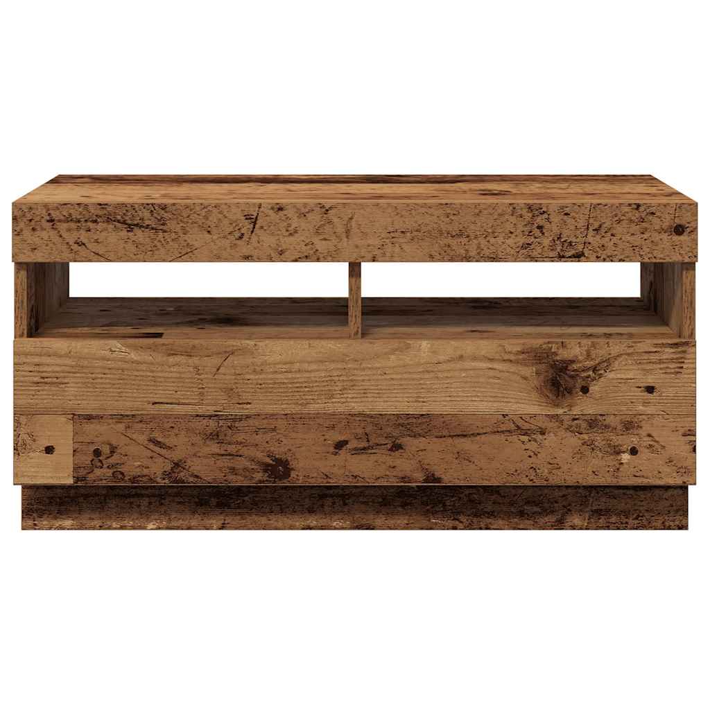 TV-Schrank mit LED-Leuchten Altholz-Optik 80x35x40 cm