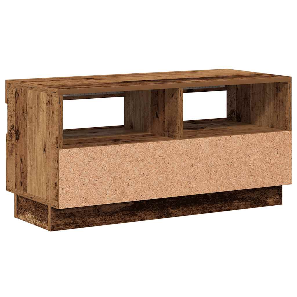 TV-Schrank mit LED-Leuchten Altholz-Optik 80x35x40 cm