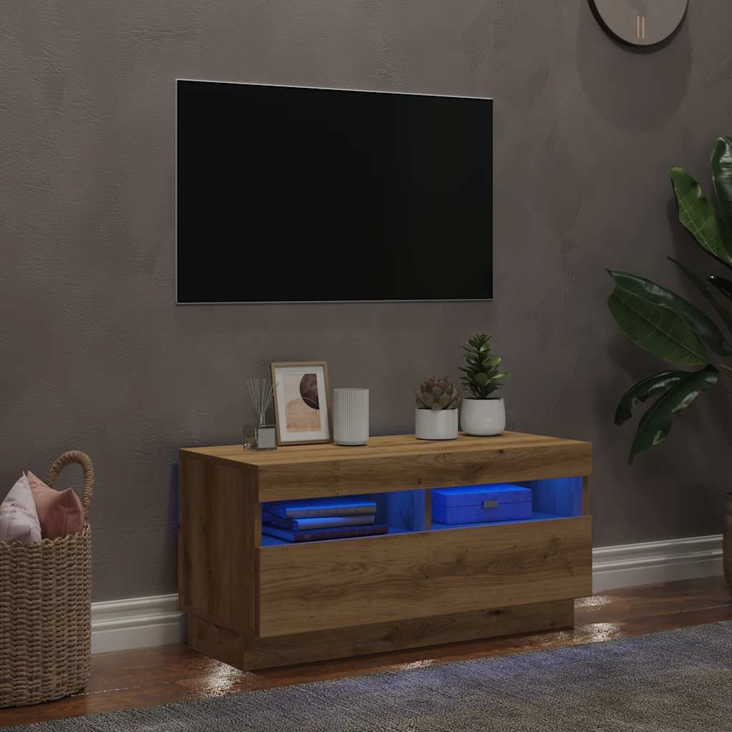 TV-Schrank mit LED-Leuchten Artisan-Eiche 80x35x40 cm