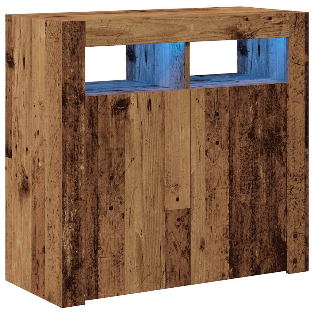 Sideboard mit LED-Leuchten Altholz-Optik 80x35x75 cm