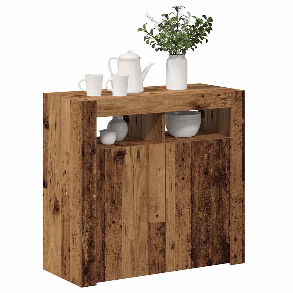 Sideboard mit LED-Leuchten Altholz-Optik 80x35x75 cm