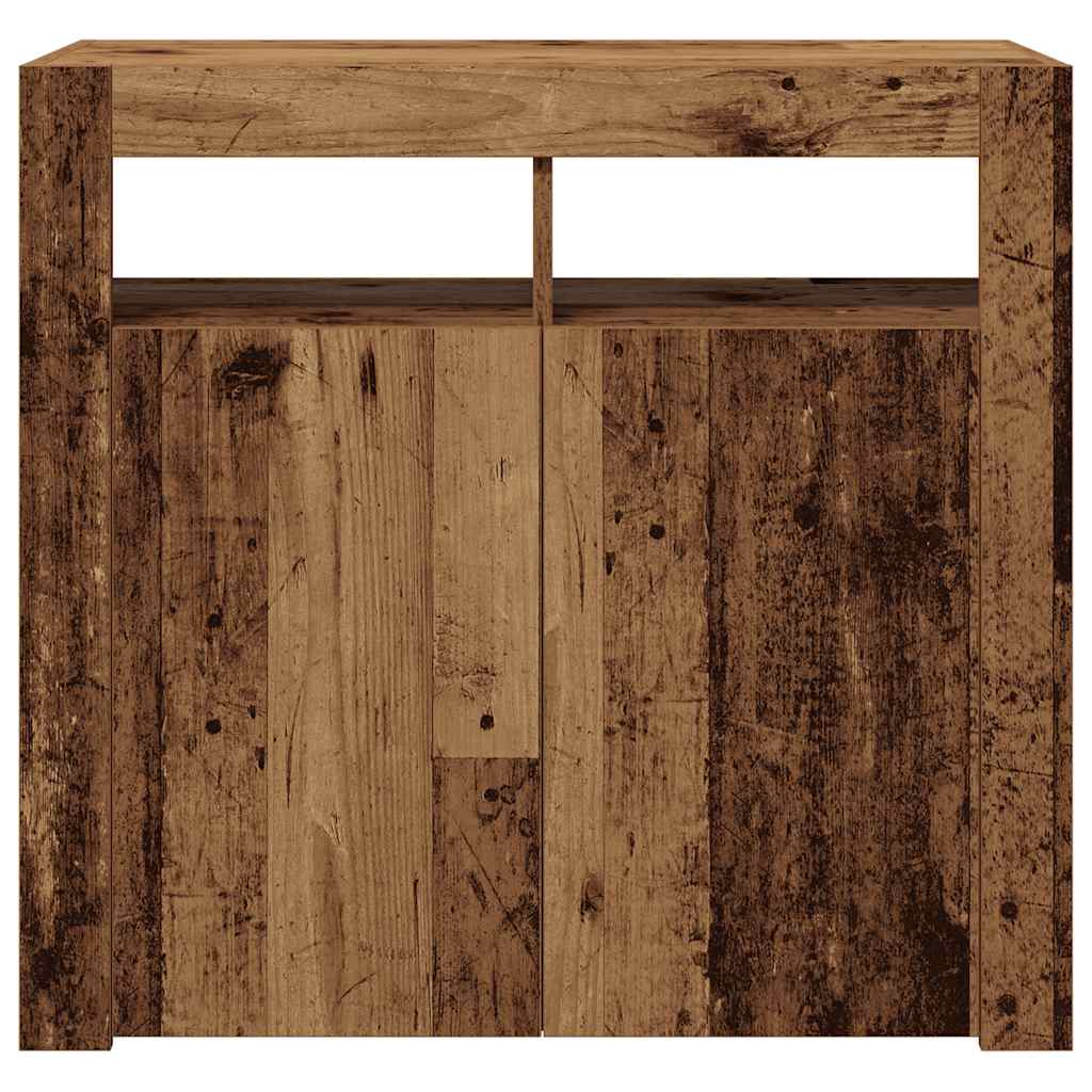 Sideboard mit LED-Leuchten Altholz-Optik 80x35x75 cm